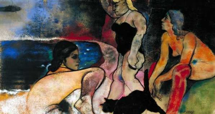 R.B. Kitaj's "The Rise of Fascism", depicting bathers in a dark pool.